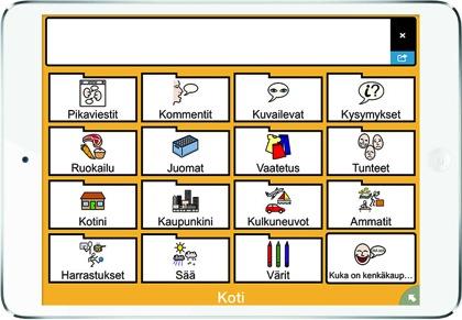Hyvä tietää! Kansio on rakennettu ChatAble suomi - kommunikointisovelluksella ja ipadilla.