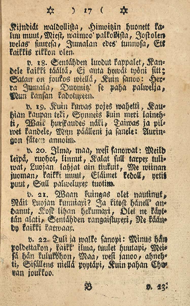 ) H t 7 ( H Wndist waldollista, Himoihin huonett k«l«lmmuut,miest, waimoo'palkollista, lostolew welas' suutesa, lulnalan edes' tunnysa, Ett kalkkis rikkon vien. v. tb.