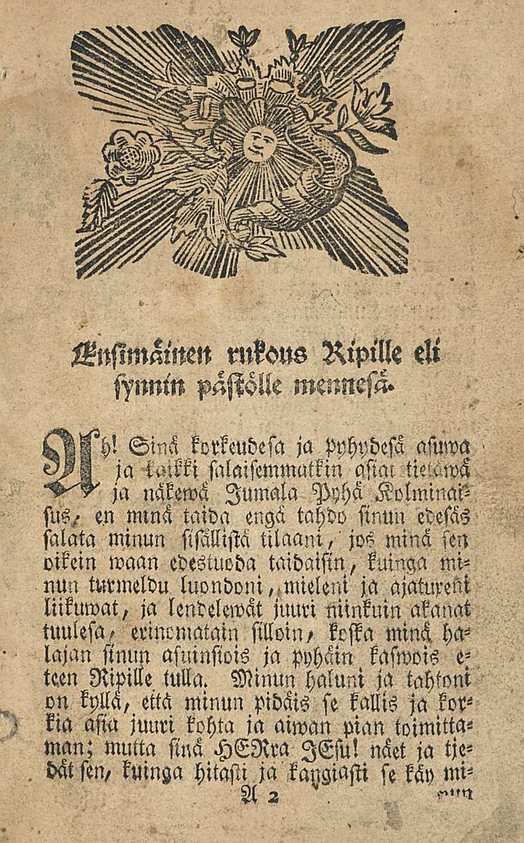 Msimmnm rukous Ripille eli jännin pästslle mennesä.