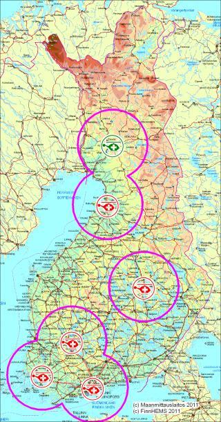 4 KUVIO 1. Lääkärihelikoptereiden sijoituspaikat.