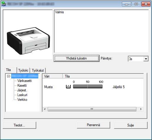 2. Paper Specifications and Adding Paper Paperityypin ja paperikoon määrittäminen Smart Organizing Monitorilla Esimerkin käyttöjärjestelmä on Windows 7.