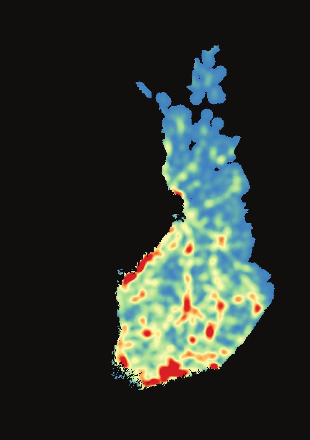 21 4 Kartat Hirvionnettomuuksia Kernel-tiheys 20km Matala Korkea