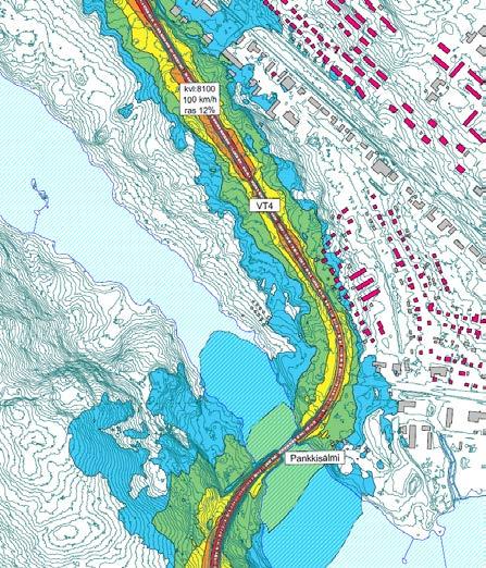 . Ympäristön häiriötekijät Melu Alueelle aiheutuu melua kaava-alueen läpi kulkevan nykyisen valtatien liikenteestä.