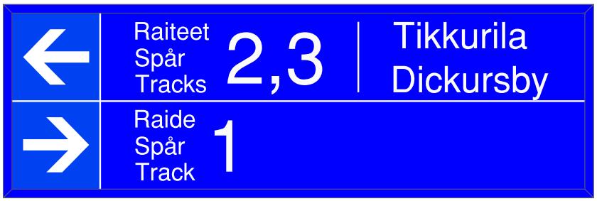 opastussuuntia vasemmalle ja oikealle (kuva 2) a. opasteen yläriville nuoli vasemmalle b. opasteen alariville nuoli oikealle 3.