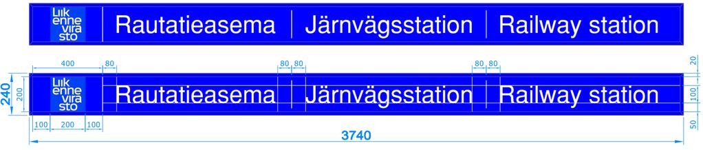 14 Liikenneviraston ohjeita 8/2017 3 Opastettavat kohteet 3.1 Rautatieasemalle ja raiteille opastus Asemien sisäänkäyntien yhteyteen voidaan sijoittaa tunnuksellinen rautatieasemaopaste.