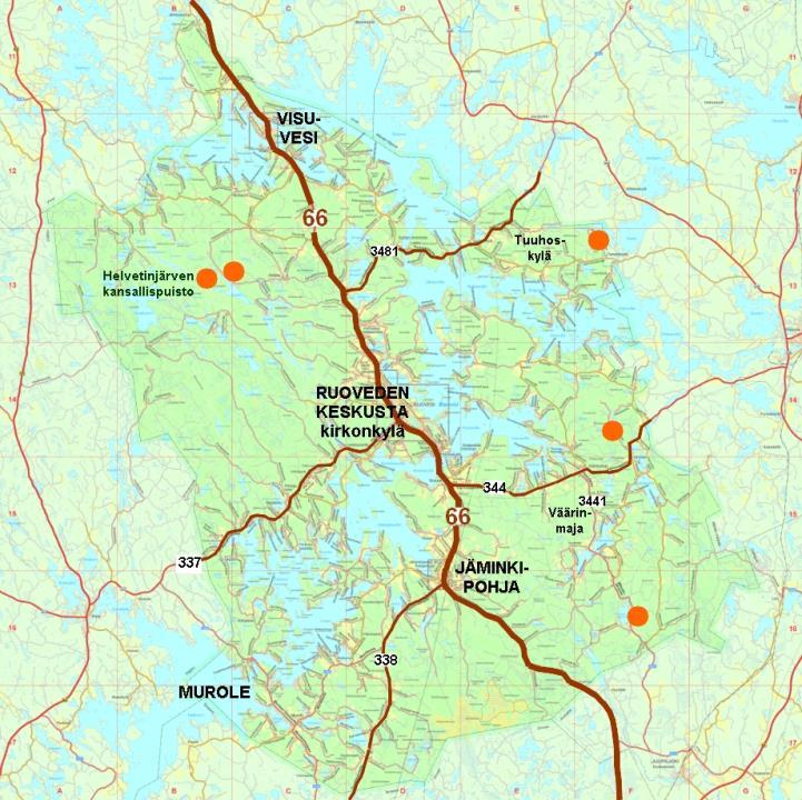 Luomajärvi ja Kankijärvi Helvetinjärven kansallispuiston läheisyydessä, Valkeajärvi Tammikosken lähellä