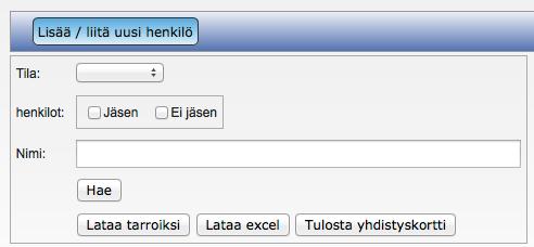 Uusi henkilö lisätään klikkaamalla Lisää/liitä uusi henkilö -painiketta. Avautuvaan ikkunaan syötetään henkilön etu- ja sukunimi. Muuta ei tarvitse tässä vaiheessa täyttää.