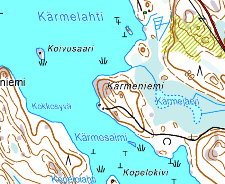 5.3.5 Salmet ja kannakset Aineistossa on kaikkiaan 12 salmea ja kaksi kannasta. Yleisimmät tämän ryhmän nimet ovat Kärmesalmi (5 kpl), Käärmesalmi (4 kpl) ja Kärmeniemensalmi (2 kpl).
