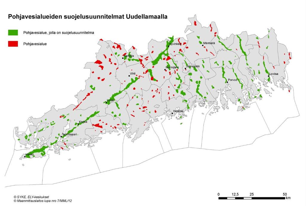 350 I ja II luokan pohjavesialuetta 241 pohjavesialuetta