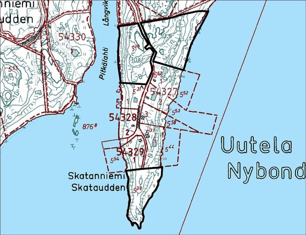 28. Skatanniemi (rauhoitus valmisteilla) Pinta-ala 2,82 ha Uutelan niemen eteläkärki eli Skatanniemi on kapea kallioniemi, jonka keskiosassa on asuinrakennuksia.