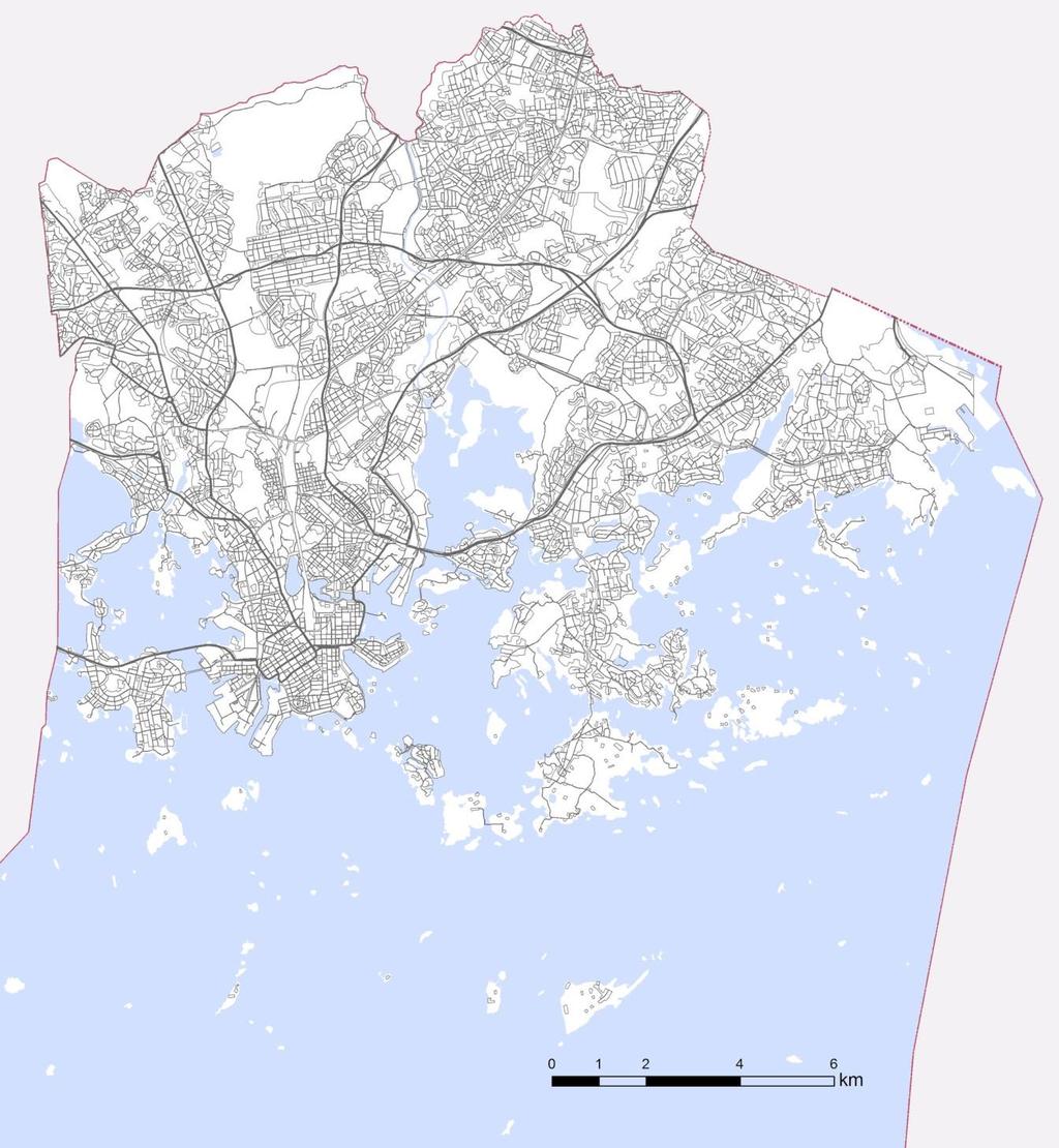 Helsingin luonnonsuojeluohjelma 2015 2024 ja metsäverkostoselvitys, korjattu ehdotus 6 (143) 29.9.2015 Kuva 1. Luonnonsuojeluohjelman ja metsäverkostoselvityksen tarkastelualue.