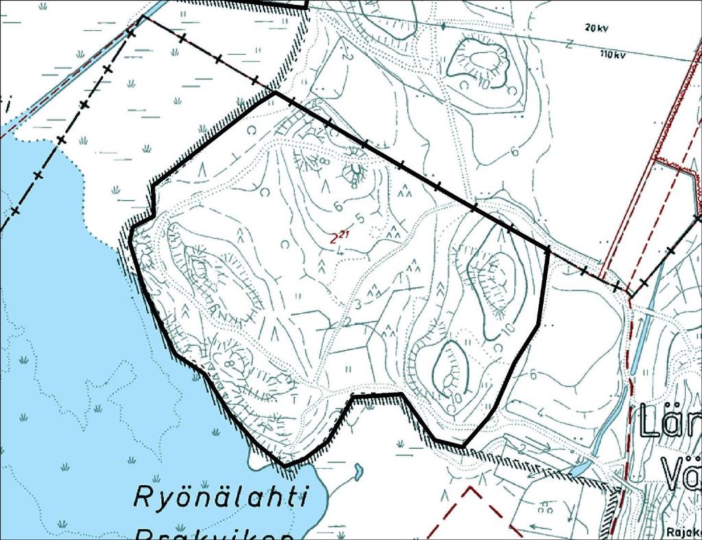 13. Mölylän metsä ja Bäcksin torpan rinneniitty (rauhoitus valmisteilla kaupungin maiden osalta) Pinta-ala 12,64 ha Kuvasta puuttuu rinneniityn rajaus, korjataan.