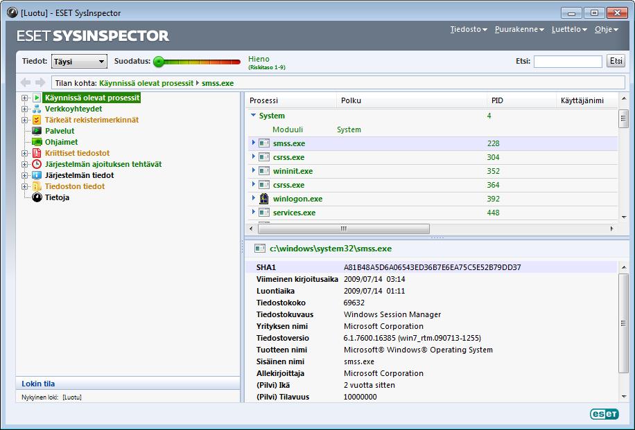 5.5.1.1 ESET SysInspectorin käynnistäminen Voit käynnistää ESET SysInspectorin suorittamalla SysInspector.exe-tiedoston, jonka latasit ESETin verkkosivulta.