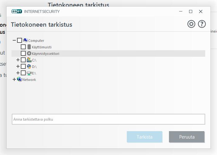 4.1.1.2.1 Mukautetun tarkistuksen käynnistystoiminto Mukautetulla tarkistuksella voit tarkistaa tiettyjä levyn osia koko levyn sijaan.