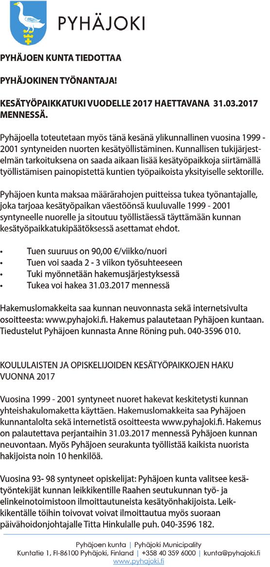 Yppärin Alaasteen, Pyhäjoen Yläasteen ja Raahen Ammattikoulun kautta kulkivat talotekniikan perusopinnot.