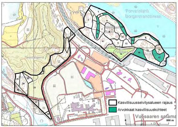 26 - Metsikkökuvio 3 on nuorta tiheää kuusikkoa, joukossa järeitä mäntyjä. - Kuvio 7 on nuori, tiheä kuusikko, jossa osa puustosta varttunutta ja sekapuuna runsaasti koivua ja paikoin mäntyä.