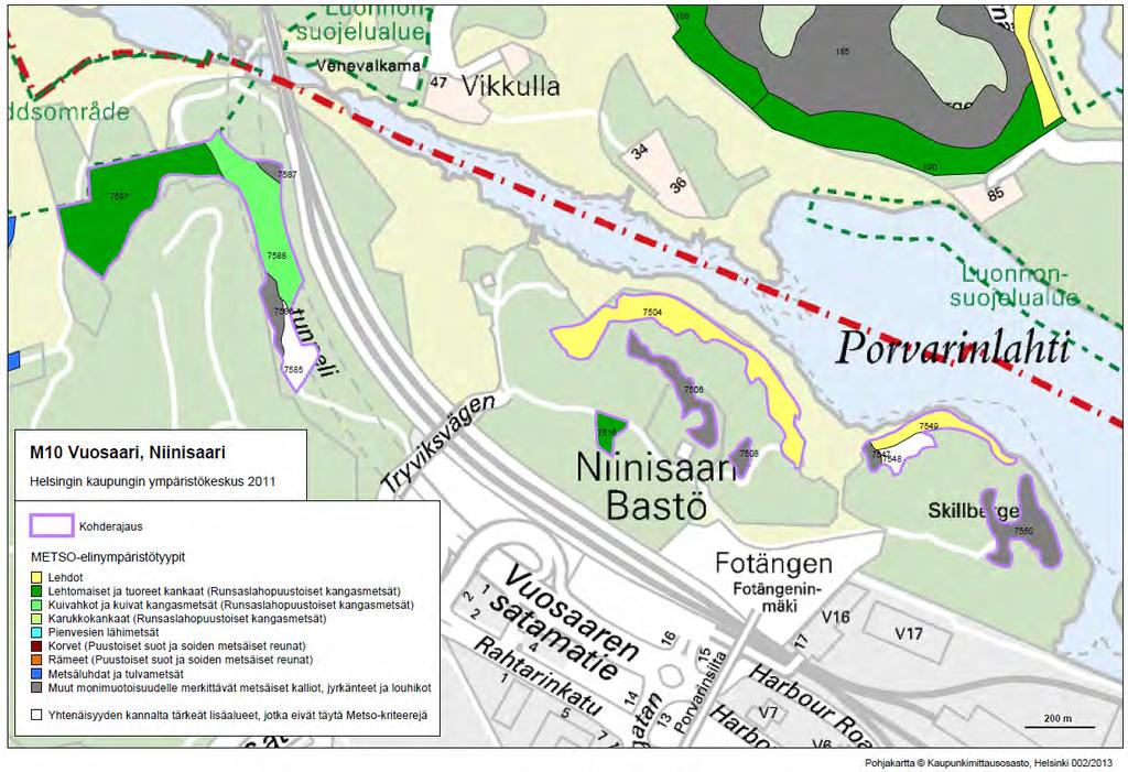 27 Kuva 6-5 METSO-ohjelman kriteerit täyttävät alueet Niinisaaren-Skillbergetin alueella.