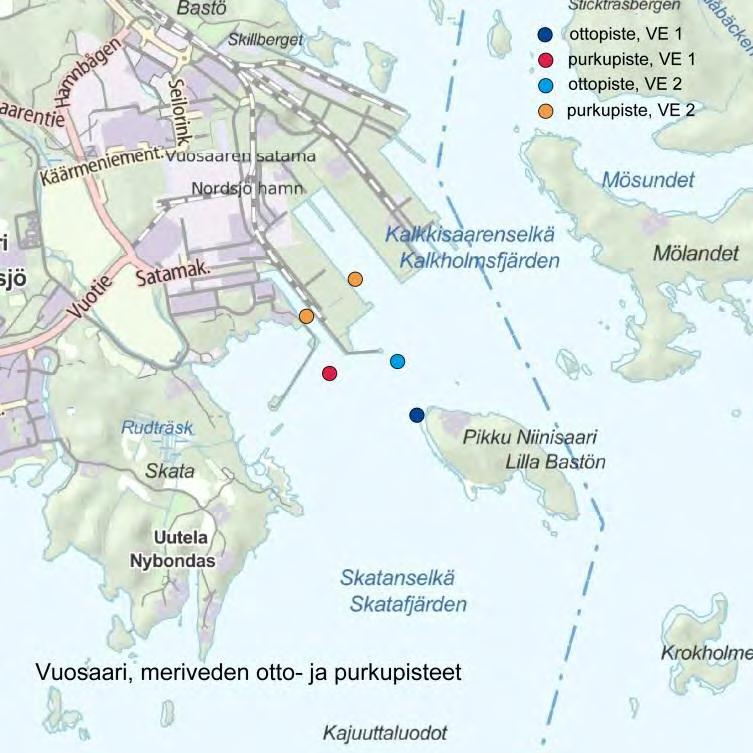 30 Kuva 6-6 Tarkastellut meriveden otto- ja purkupisteet.