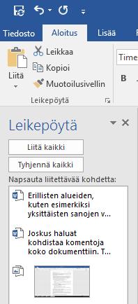 Erillisten alueiden valinta Erillisten alueiden, kuten esimerkiksi yksittäisten sanojen valinnan dokumentista saa aikaan valitsemalla ensin ensimmäisen alueen normaalisti.