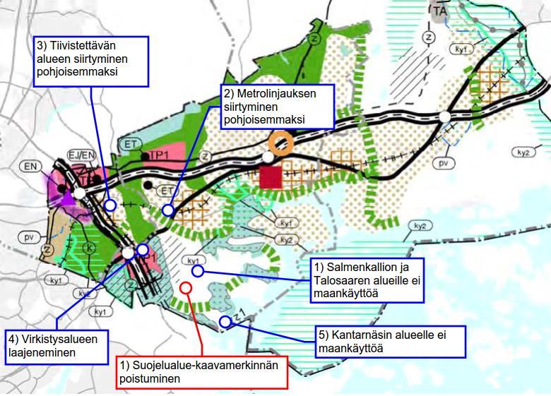 37 Muita maakuntakaavaehdotuksen vaikutuksia ovat mm. liikennekuolleisuuden nousun riski liikennemäärien kasvaessa Salmenkallion lähialueilla ja lemmikkieläinten pesäpredaatio.