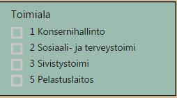 vihreitä valintaruutuja, joilla voi rajata näkymän lukuja -