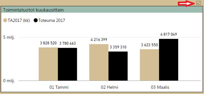 Raporttiosien suurentaminen - raportin elementtejä voi
