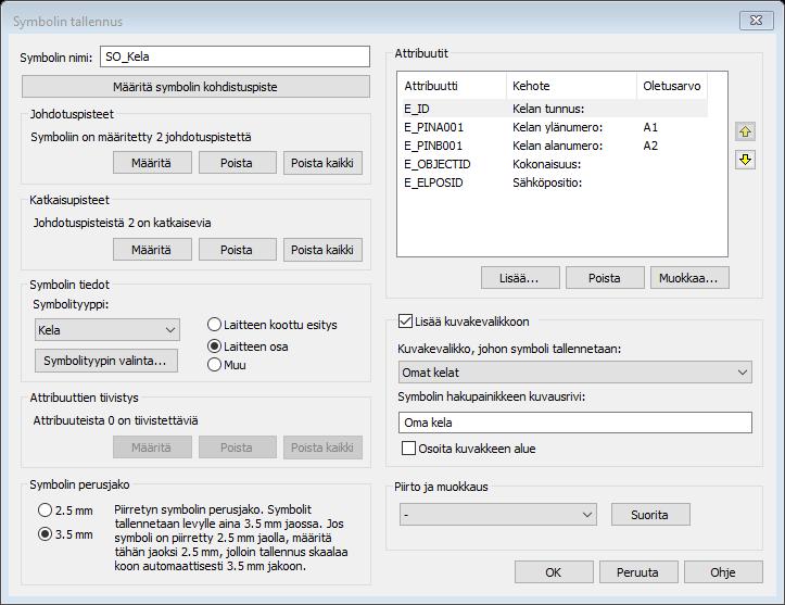24 (41) Valmiin symbolipohjan päälle lisätään symbolin tarvitsemat attribuutit.