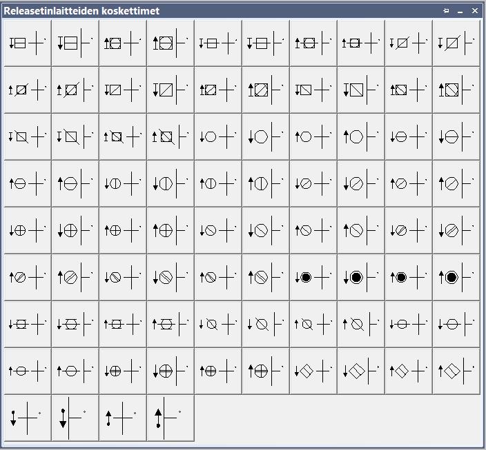 3.4.2 Koskettimet Releiden koskettimien symbolit määritettiin luotujen