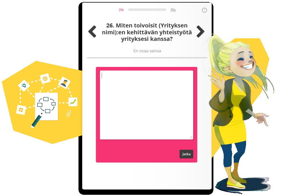 teiden analysointi olisi mahdollisimman helppoa, kysymys kannattaa muotoilla täsmällisesti, jotta vastaaja ymmärtää, mistä aiheesta avointa palautetta pyydetään.