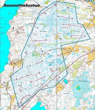 Kuva 11 50. Maalahden tuulivoimapuistoalueen muuton seurannassa käytetyt havaintopaikat (1 = Majorsbacken, 2 = sora-asema, 3 = Hudholmsberget, 4 = Hudholmin satamalahti, 5 = Åminnen pellot).