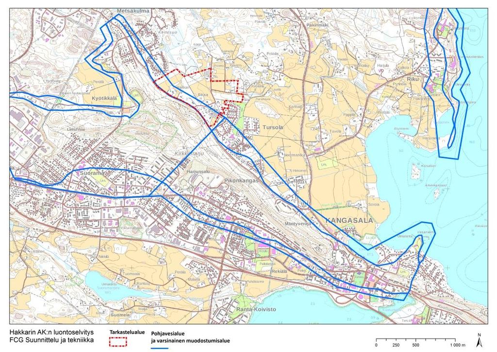 FCG SUUNNITTELU JA TEKNIIKKA OY Raportti 6 (11) 4.3 Suojelualueet Kuva 4. Pohjavesialueet selvitysalueen läheisyydessä Hakkarin selvitysalueelle ei sijoitu suojelualueita.