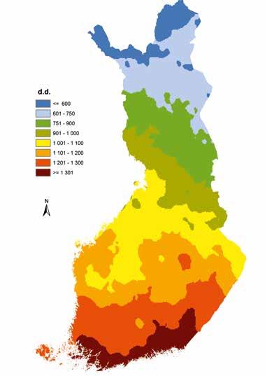 Metsien kestävä hoito ja käyttö Keskimääräinen tehoisan lämpötilan summa jaksolla