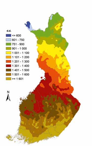 Keskimääräinen tehollinen lämpösumma jaksolla 1971 2000 ja 1981 2010 sekä