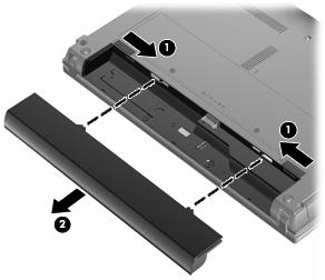 2. Aseta akku akkupaikkaan (1) ja työnnä sitä, kunnes se on paikallaan. Akun vapautussalvat (2) lukitsevat akun automaattisesti paikalleen. Akun irrottaminen: 1.