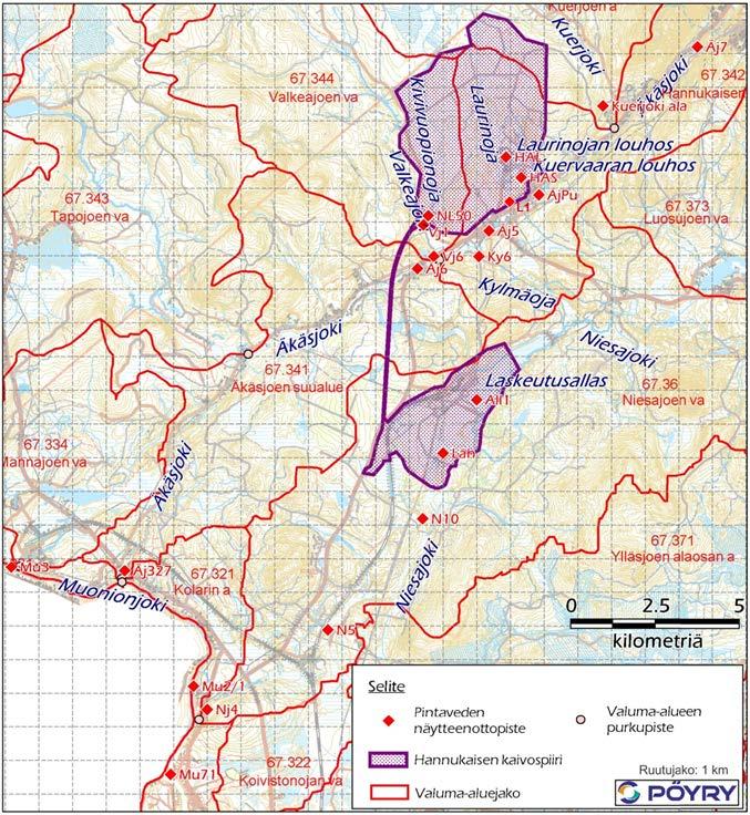 14 Northland Mines Oy on ottanut vesinäytteitä vuosina 2009 2012 perustilan selvittämiseksi ja Hannukainen Mining Oy on aloittanut vesinäytteenoton uudelleen syksyllä 2015.