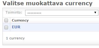 Kuva 3. Ylläpitopaneelin Currencies-osio 3.4.