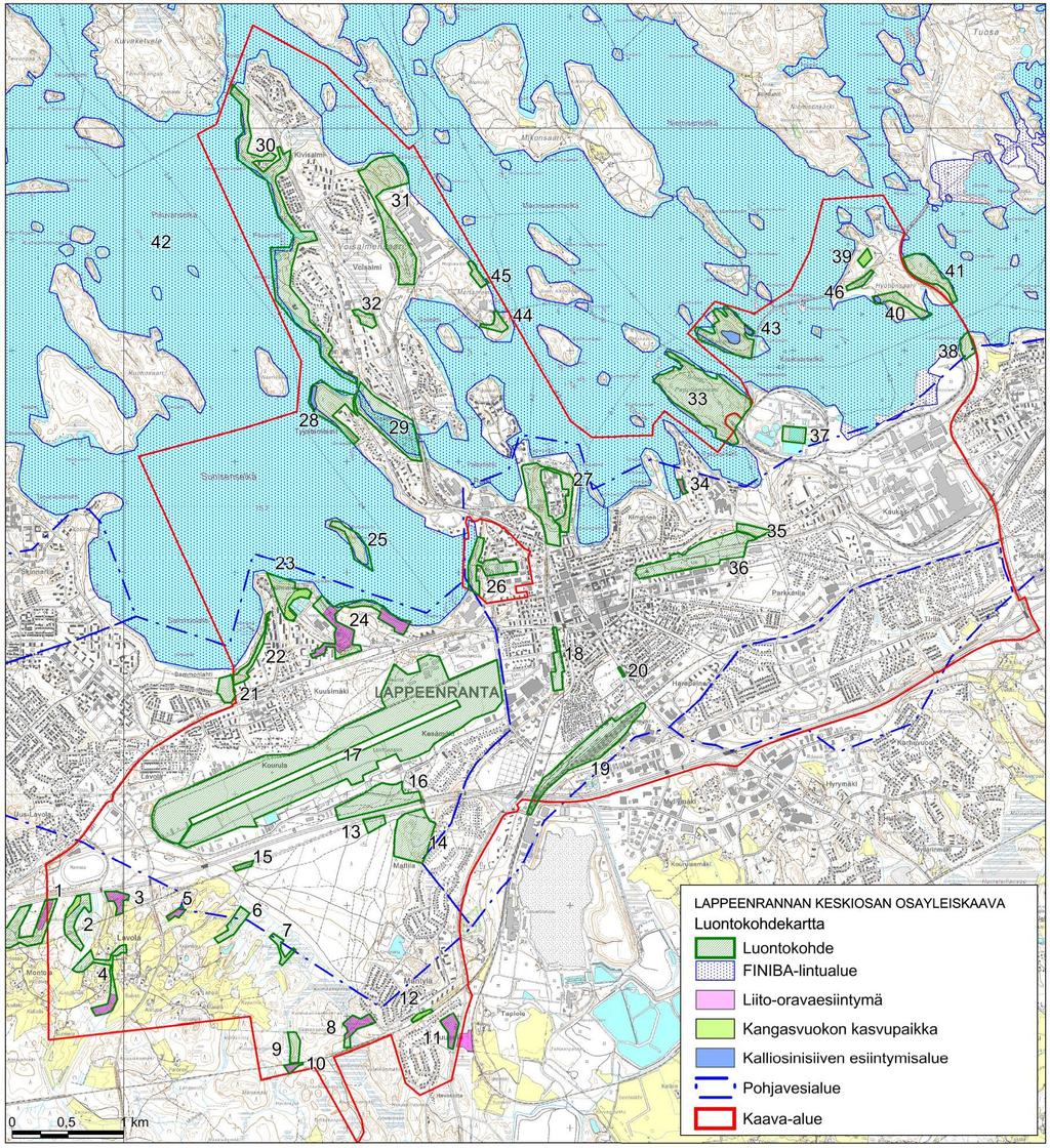 Lappeenrannan kaupunki: Keskiosan yleiskaavan luontoselvitys 16UEC0211 Liite 1.