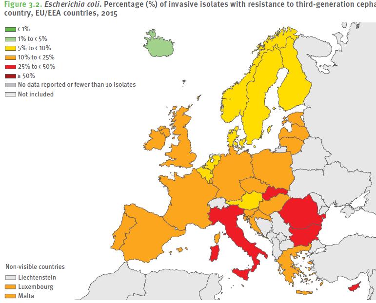 E. coli, invasiiviset infektiot 2009 2015 http://www.ecdc.europa.