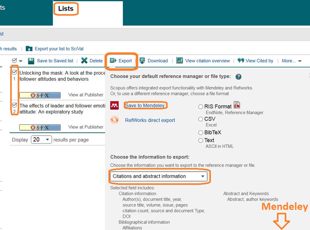 Scopus-haku Vie viitteet tallennettujen