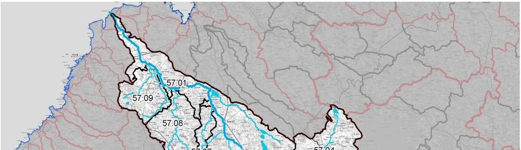Tulvariskien alustava arviointi Siikajoen vesistöalueella 8 2.1. Hydrologia Siikajoen vesistöalue jakautuu toisessa jakovaiheessa yhdeksään noin 180-979 km 2 :n suuruiseen valuma-alueeseen (kuva 2.