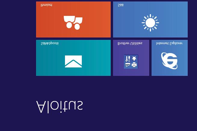 Luku 1 Brother-apuohjelmien käyttö (Windows 8) 1 Jos käytät taulutietokonetta tai tietokonetta, jossa on Windows 8, voit tehdä valinnat napauttamalla kevyesti näyttöä tai napsauttamalla hiirellä.