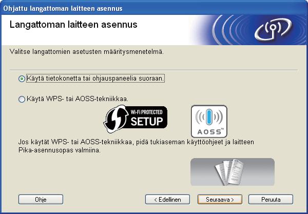 Lngttomn verkon käyttäjille 12 Määritys käyttäen CD-ROM-sennuslevyä j USB-kpeli (vin Windows ) Vlitse Lngton verkkoyhteys j npsut sen jälkeen Seurv.