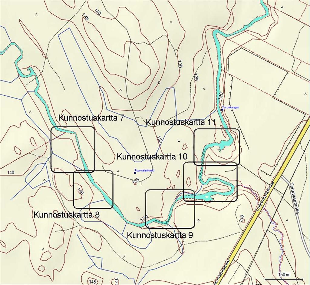 43 Puumalankosket kosken niskan koordinaatit (KKJ-27) kosken päätepisteen koordinaatit (KKJ-27) kosken pituus (m) kosken pintaala (m²) kunnostuksessa tarvittava soramäärä (m³) kunnostuksessa