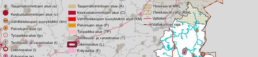 nittelu perustuu Kainuun ja Pohjois-Pohjanmaan maakuntakaavoihin. Pohjois-Pohjanmaan maakuntakaavan aluerakenteessa Oulu toimii valtakunnan osakeskuksena.