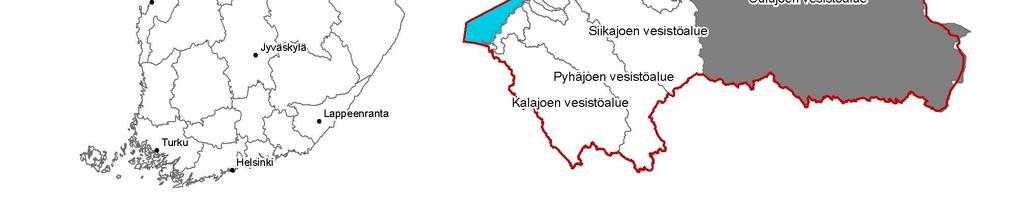 Vesistöalueen pinta-ala on 22 841 km 2 ja järvisyys 11,47 % (Ekholm 1993). Oulujoen vesistöalueesta erottuu 4 osa-aluetta: Hyrynsalmen reitti, Sotkamon reitti, Oulujärvi ja Oulujoki. Kuva 2-1.