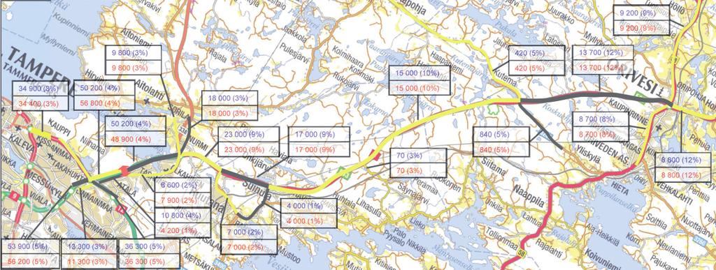 Valtatie 9 ei täytä Tampereen ja Oriveden välillä Tampereen pään moottoritieosuutta ja lyhyttä ohituskaistaosuutta lukuun ottamatta erityisen