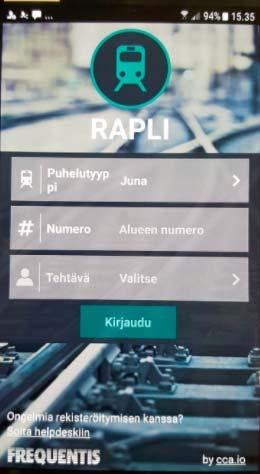 Numeron pitää olla oikeassa muodossa 00358 xx yyy yyyy, jotta RAPLI-sovellus toimisi oikein.