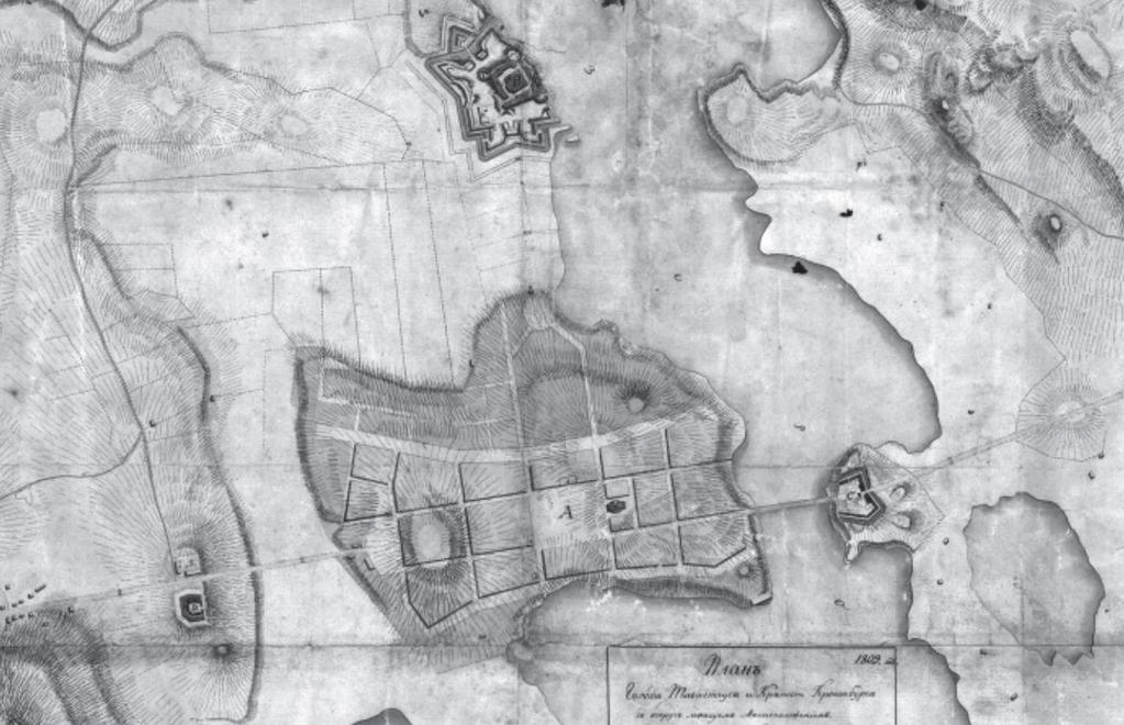 2. KAUPUNKI JA RUOTSIN KRUUNU 1794-1809 KAUPUNGIN PUOLUSTUS JA PORTTI, SILTASKANSSI JA TULLIPORTTI Kartta: Hämeenlinnan kartta vuodelta 1809.