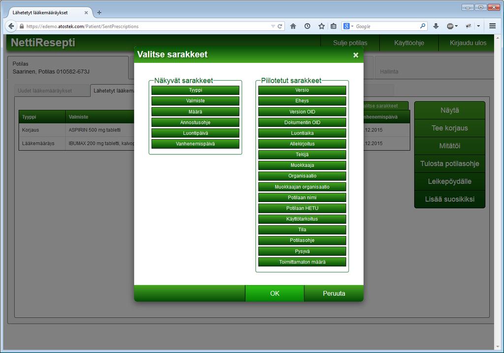 3.8. Lääkemääräysten sanelu potilaskertomusjärjestelmään Atostek era eresepti-palvelun käyttöohje v.1.