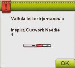 Nosta neula Kun olet laskenut neulan käsipyörää kääntämällä aseman hienosäätö neula laskettuna klikkaamalla ruksi ruutuun.